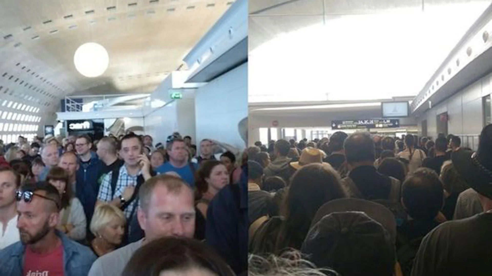 Los pasajeros evacuaron la terminal 2 a pedido de la policía (@MehdiMnaouar)