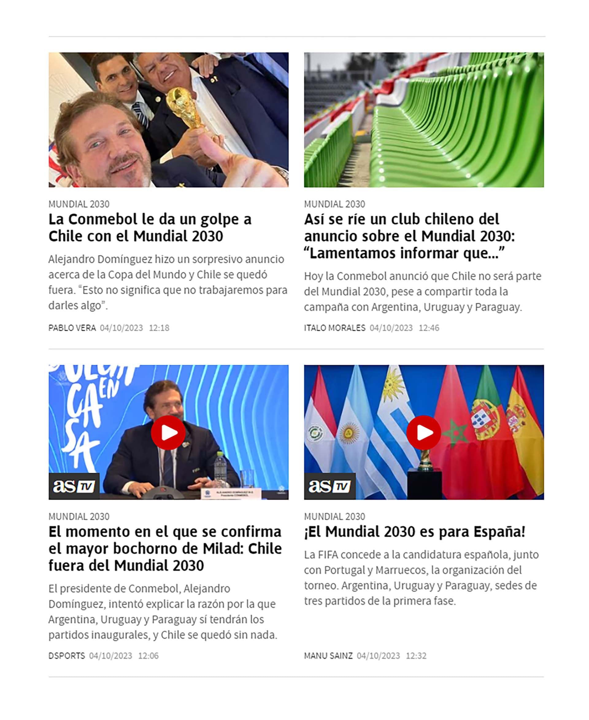 Las reacciones de los medios chilenos después de quedarse afuera del Mundial 2030