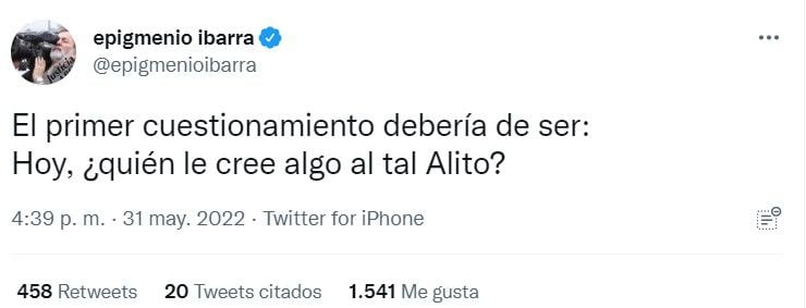 Ibarra indicó que el primer cuestionamiento que se debe hacer ante el audio difundido por Moreno es si realmente se le cree (Foto: Twitter/@epigmenioibarra)