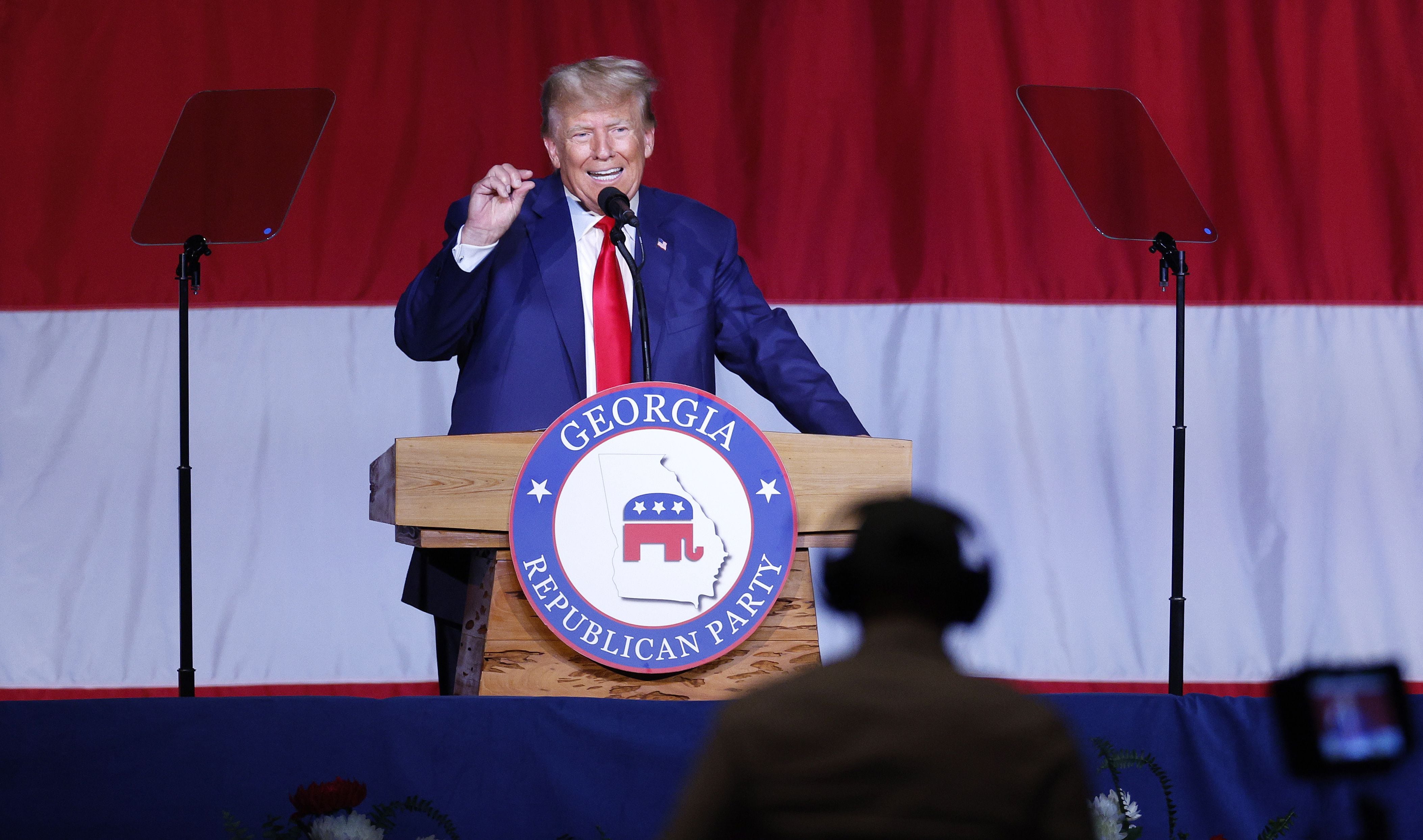 Trump participó en un acto en Michigan, en medio de la huelga del sindicato automotor. (EFE/ARCHIVO)
