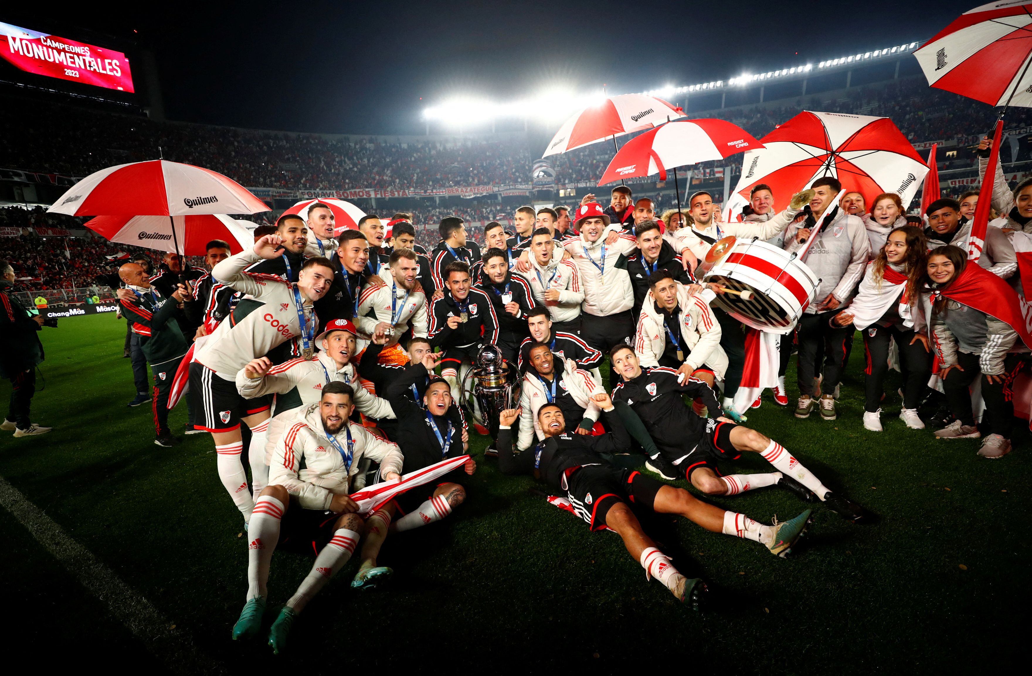 La celebración de River Plate en la Liga Profesional 2023 (REUTERS/Agustin Marcarian)