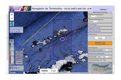La información sismográfica de las Islas Shetland del Sur (donde se encunetra emplazada la estación científica Carlini)  
