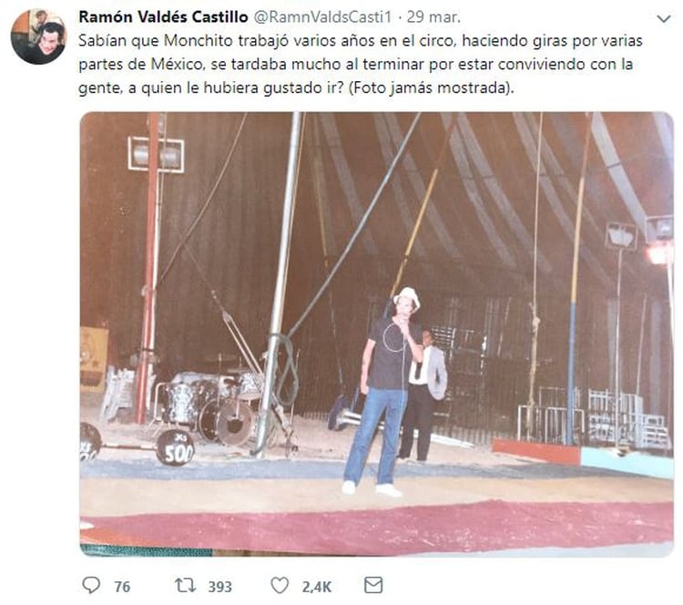 En la cuenta de Twitter también se han compartido fotografías nunca antes vistas de “Don Ramón”, mientras da un show en un circo (Foto:@RamnValdsCasti1)