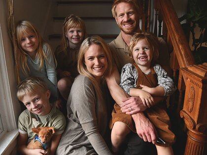 Emily y Joe con sus cuatro hijos: Finn, Isla, Edie y Lulu (@the.hidden.way)