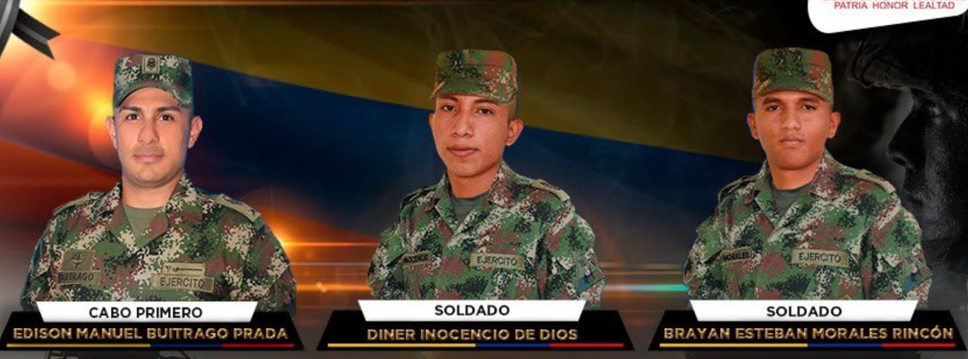 Tres militares y un civil fallecieron por la explosión causada por un atentado terrorista en Paz de Ariporo, Casanare. Foto: Ejército Nacional
