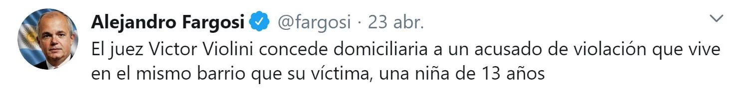 Hace algunos días, el abogado Alejandro Fargosi repudió la decisión del magistado