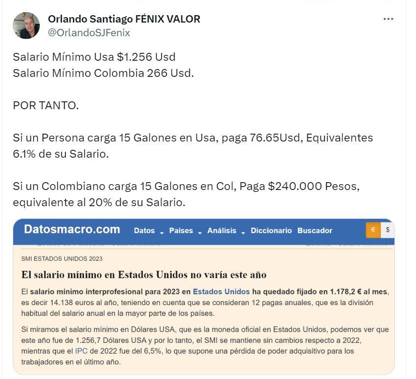 Publicación de Orlando Santiago, gerente de Fénix Valor - crédito @OrlandoJSFenix/X