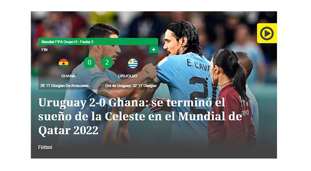Diarios de uruguay eliminación mundial de qatar 2022