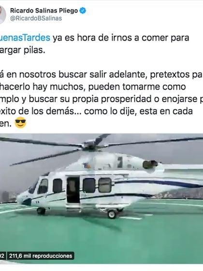 El tuit de Salinas Pliego sobre su éxito empresarial.  (Foto: captura de pantalla)