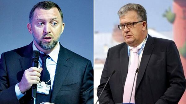 El magnate del aluminio Oleg Deripaska y el vice primer ministro ruso Sergey Prikhodko