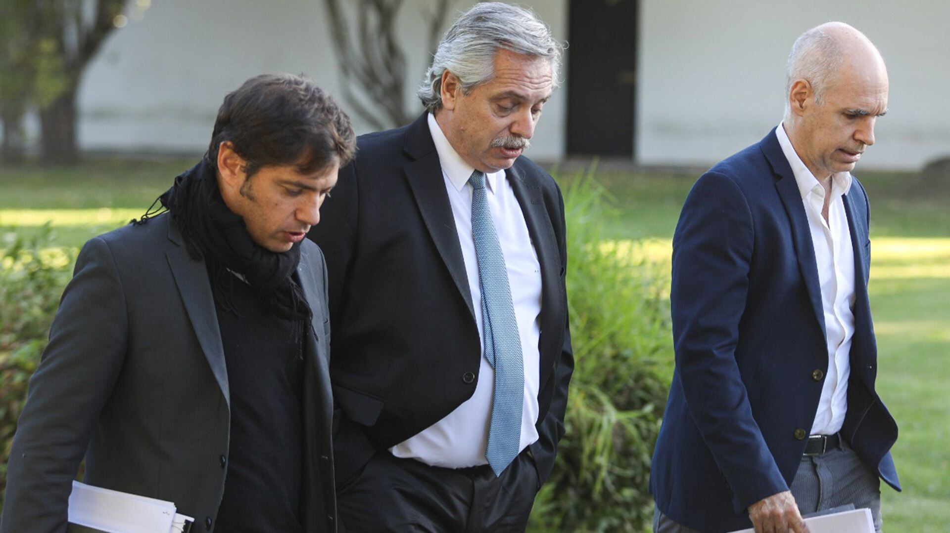 Alberto Fernández con Kicillof y Rodriguez Larreta