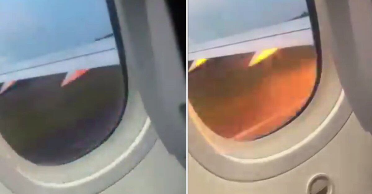 The exact moment in which a turbine is fired to disperse the Cancun – CDMX of Aeroméxico