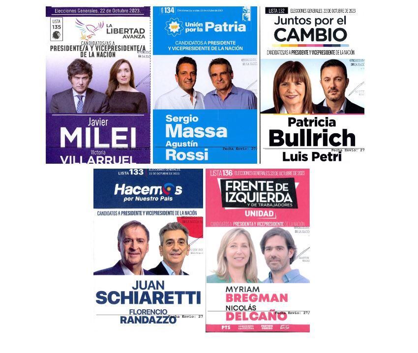 Cinco candidatos. Las boletas que encontrarán los electores argentinos