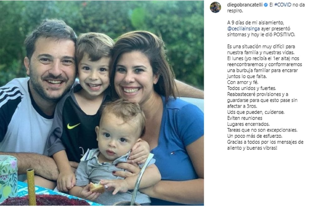 El sentido mensaje de Diego Brancatelli para su familia, desde su internación por coronavirus: “Son mi fuerza hoy”