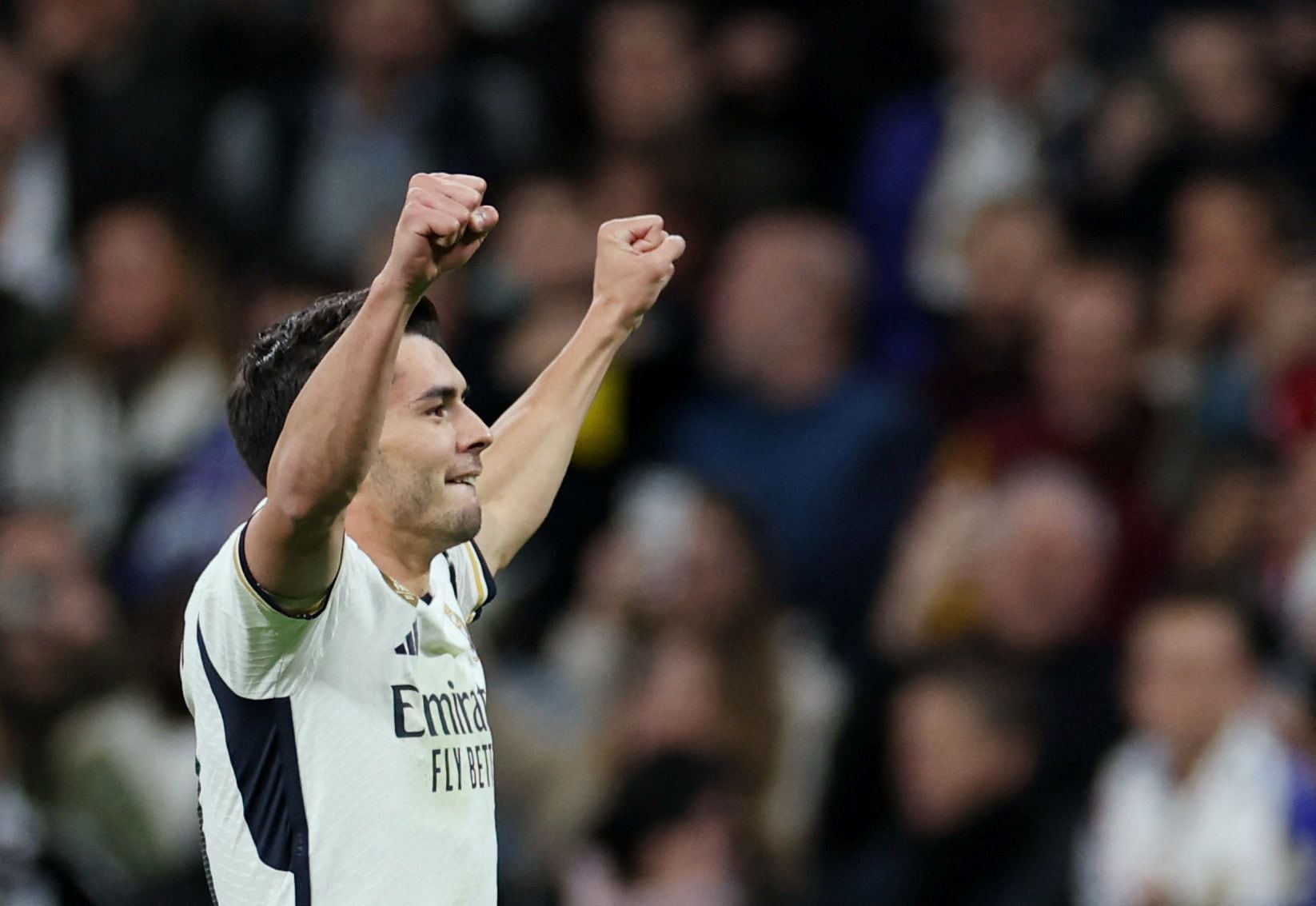 Brahim celebra el primer gol del Madrid (REUTERS/Isabel Infantes)