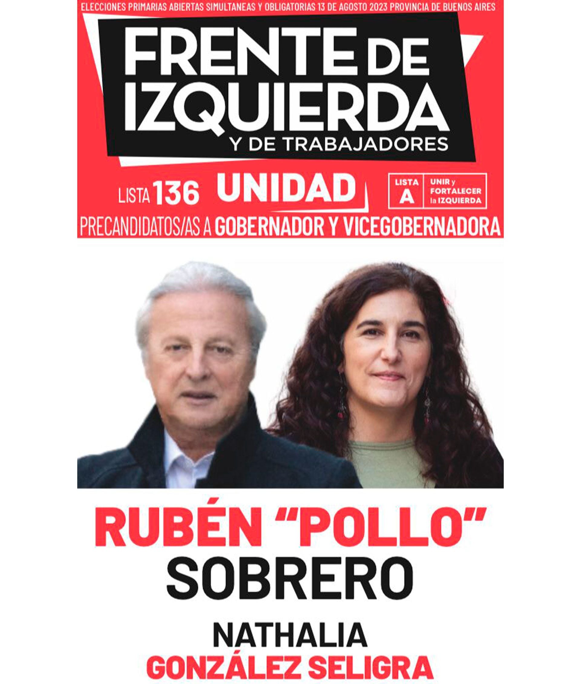 "PASO 2023 Boleta FIT - Rubén Sobrero gobernador"