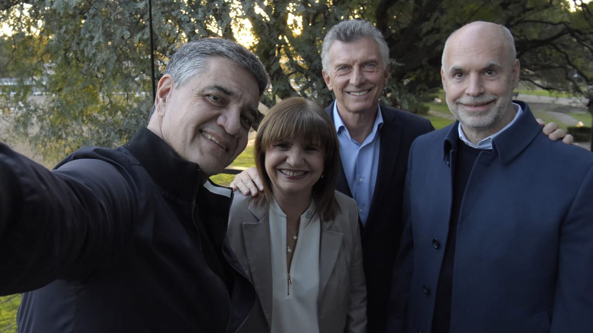 La última foto de unidad de la oposición antes de las PASO: Jorge Macri, Patricia Bullrich, Mauricio Macri y Horacio Rodríguez Larreta.