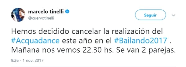 El mensaje de Tinelli en Twitter