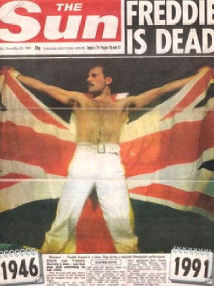 La cobertura del medio sensacionalista inglés Sun de la muerte de Freddie Mercury