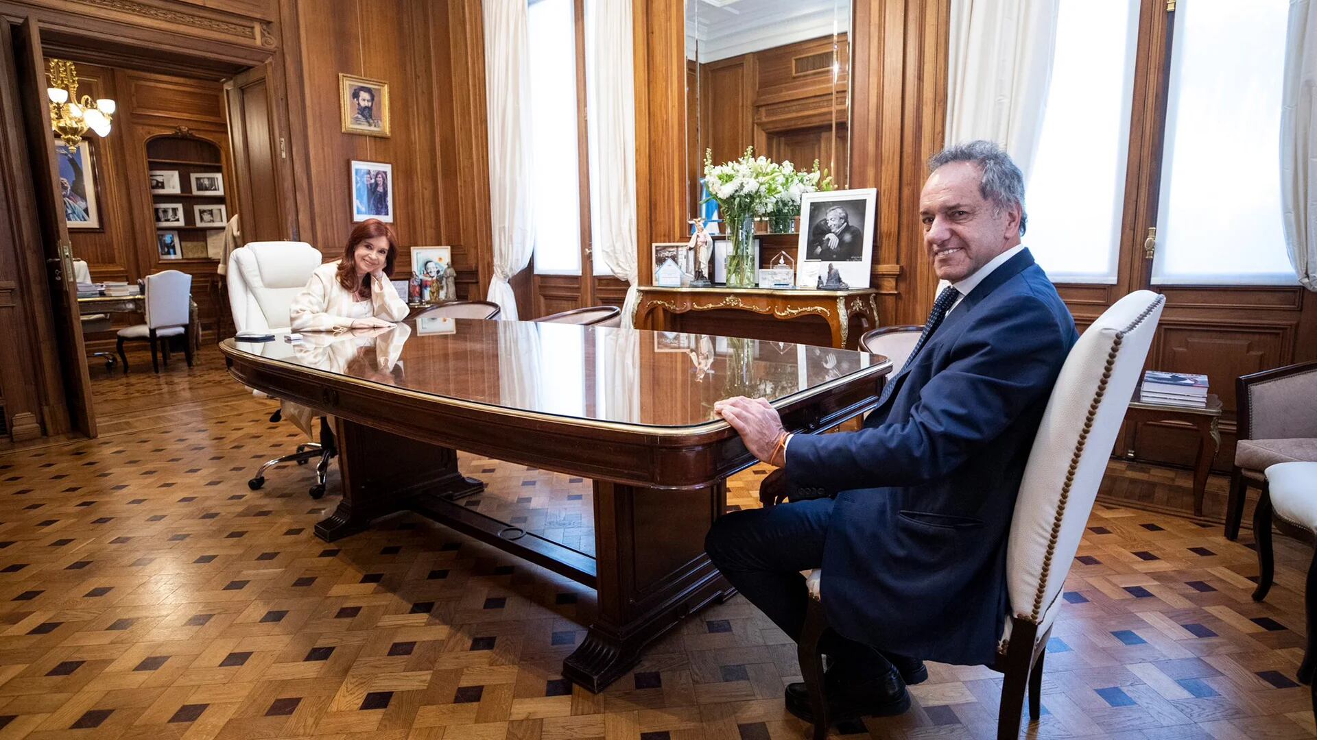 Cristina Kirchner junto a Daniel Scioli, una de las postales de la semana 