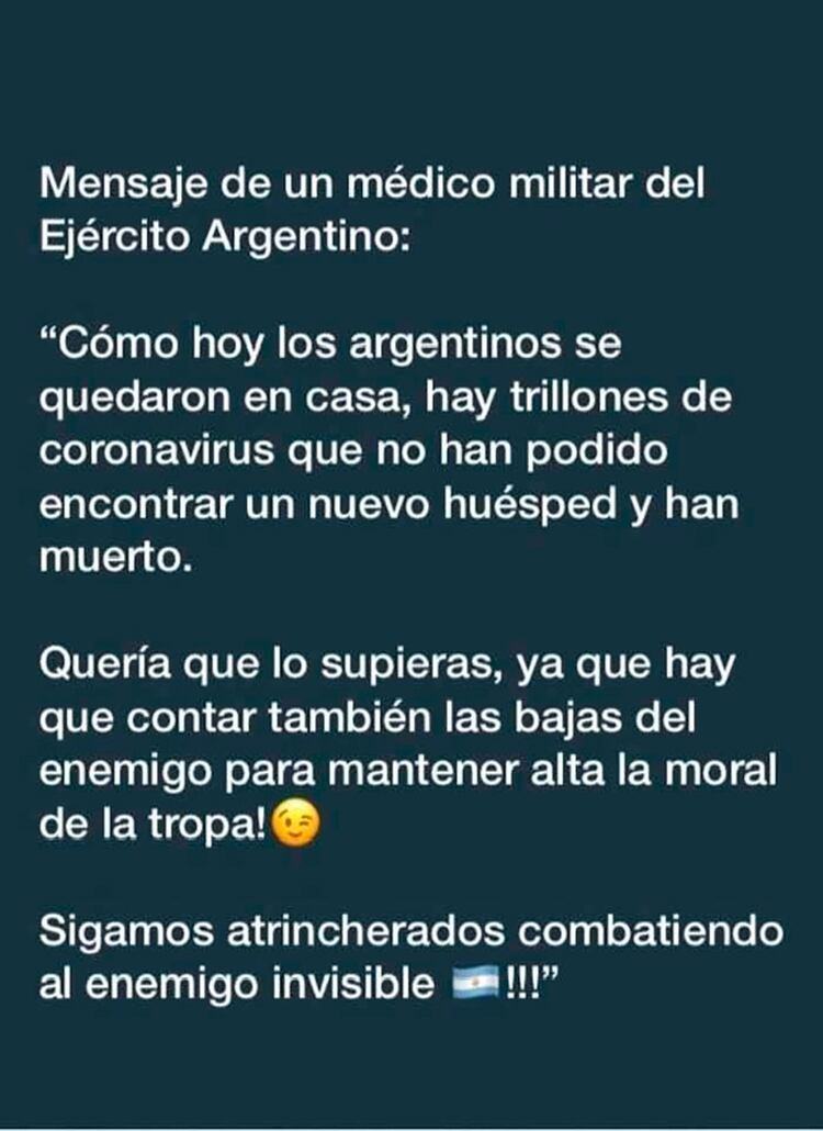 Tuit que recibió Alberto Fernández evaluando el impacto positivo que tiene la cuarentena para frenar el contagio del coronavirus