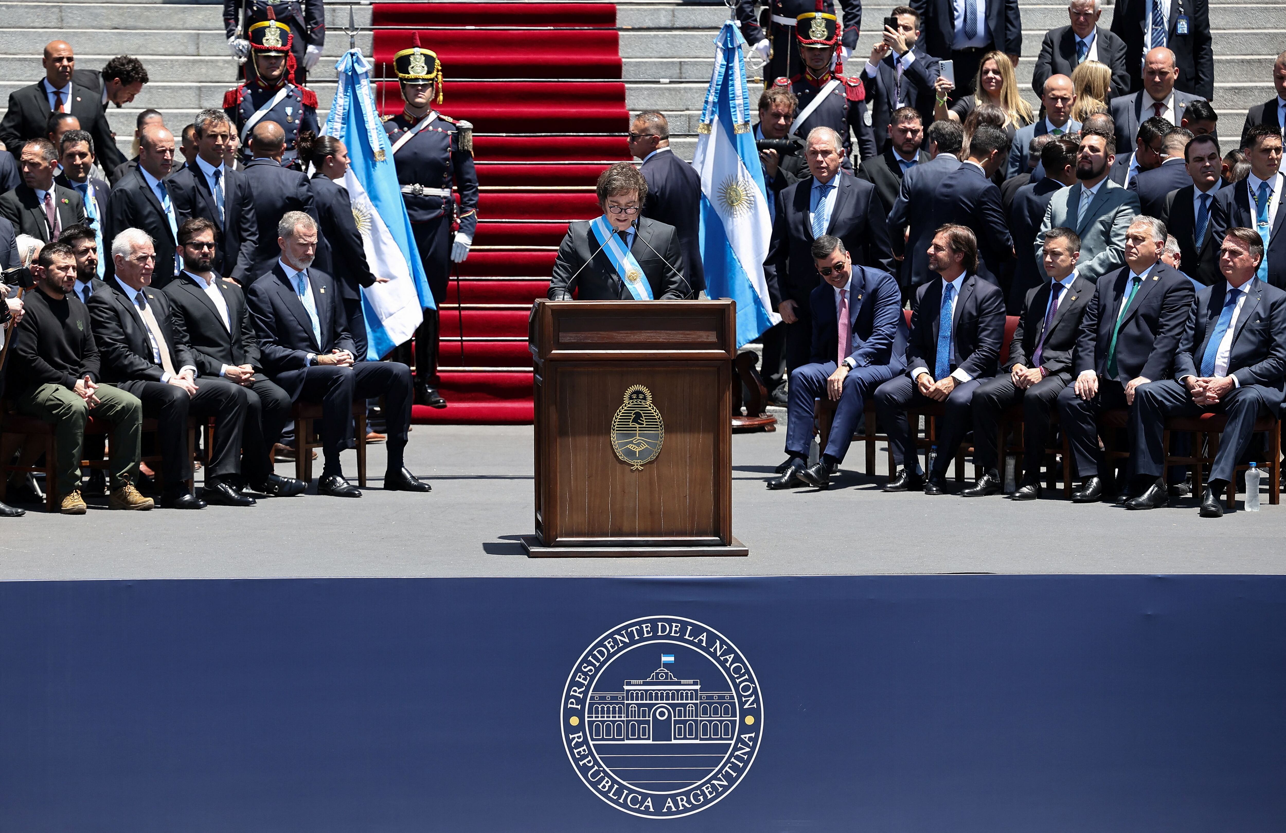 Javier Milei no hizo referencia a la dolarización en su discurso (REUTERS/Agustin Marcarian)