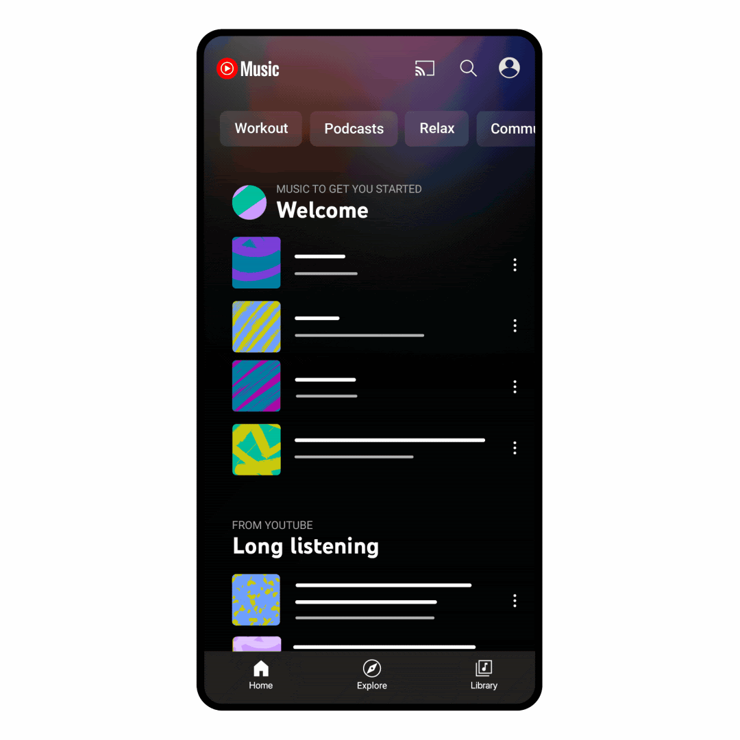 La aplicación permitie escuchar pódcast en segundo plano. (YouTube Music)