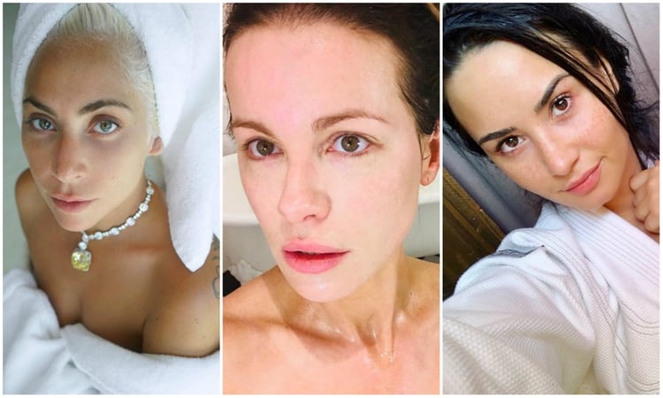 Lady Gaga, Kate Beckinsale y Demi Lovato son algunas de las famosas que han lucido su rostro al natural (Instagram)