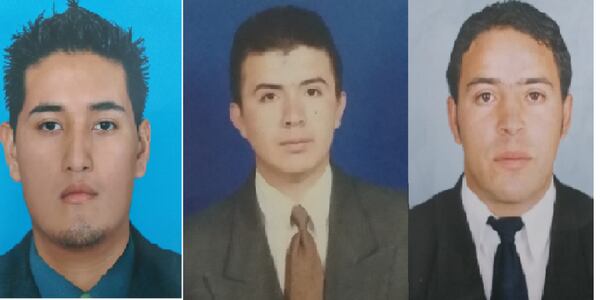 Yair Alonso Montenegro Glaindez, Willington Alexander Montenegro y Douglas Dimitry Guerrero, asesinados al parecer a manos de la disidencia de las Farc.