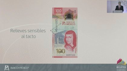 Nuevo billete de 100 pesos con Sor Juana Inés de la Cruz como figura principal (Foto: Banco de México)