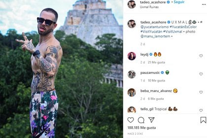 El post de Tadeo sobre su visita a Uxmal, que ya fue borrado de su cuenta de Instagram