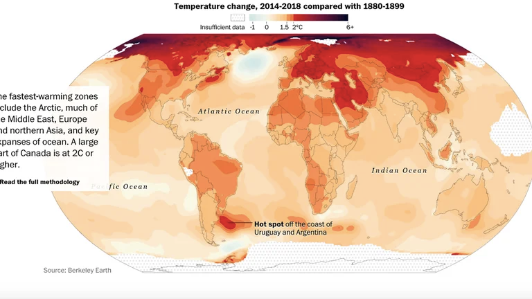 Uno de los gráficos que había sido difundido con anterioridad resaltó un aumento de las temperaturas entre 2014-2018 en  