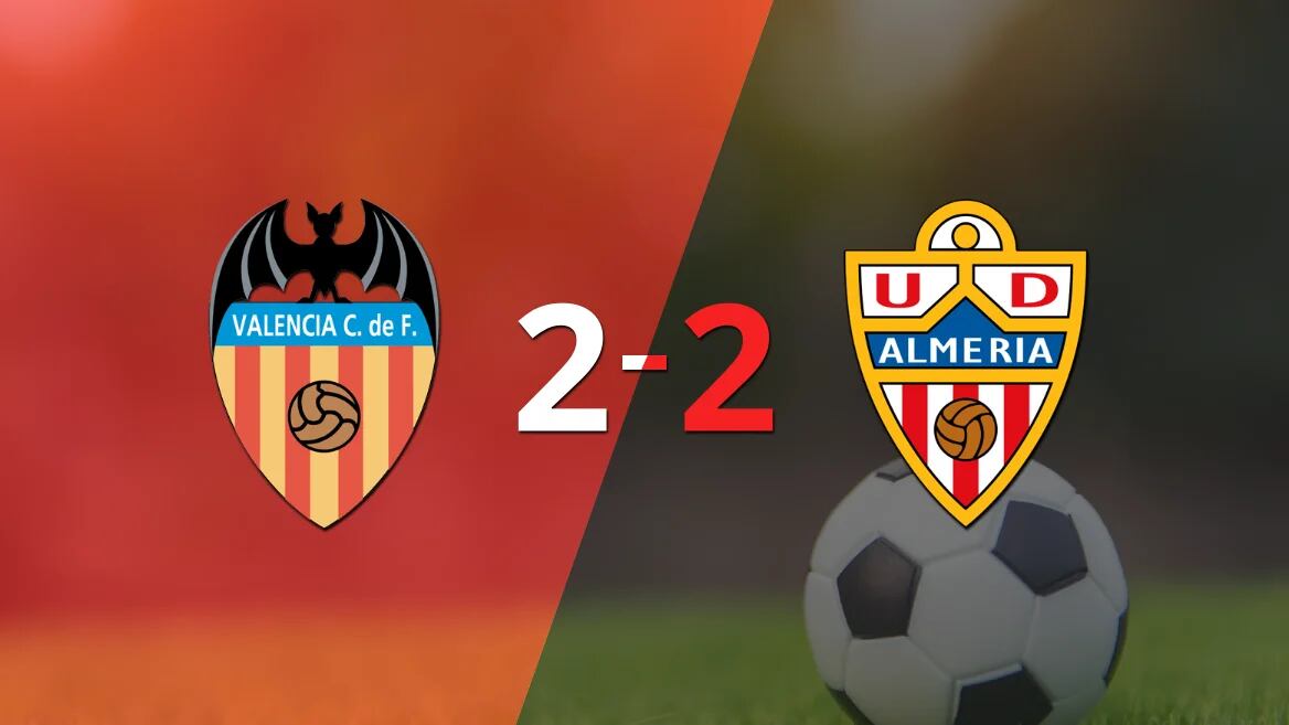 Almería sacó un punto luego de empatar a 2 goles con Valencia