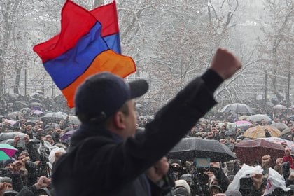 Una protesta contra el primer ministro la semana pasada en Erevan (REUTERS/Artem Mikryukov)