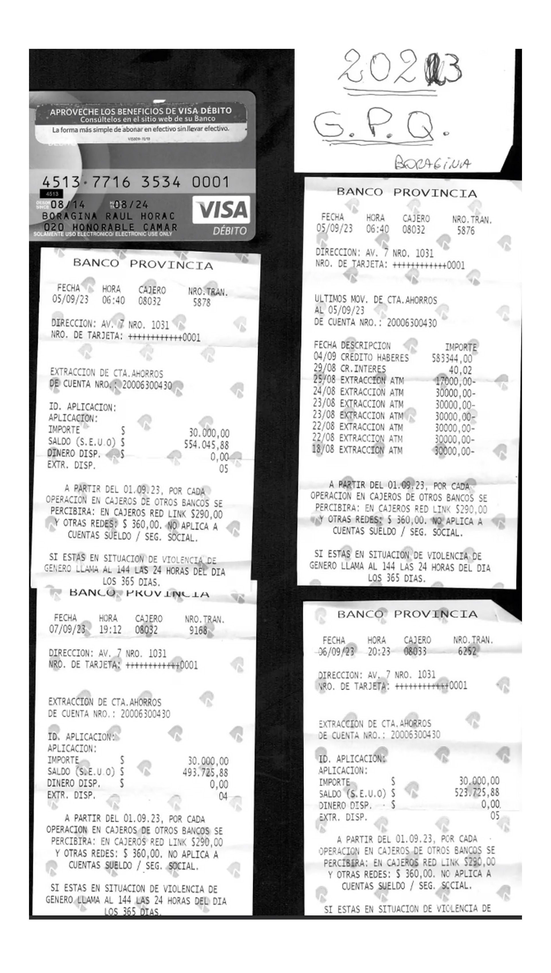 Los tickets de las extracciones realizadas por el puntero del PJ. (TN)