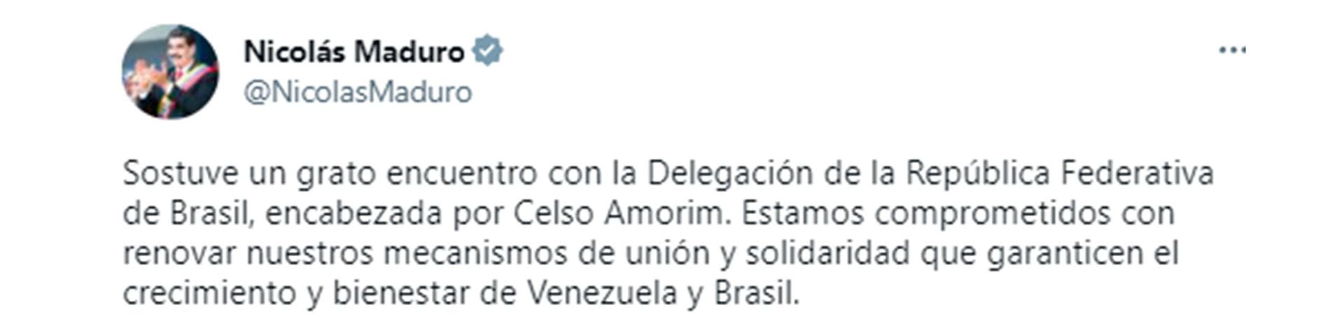 Nicolás Maduro recibió a Celso Amorim