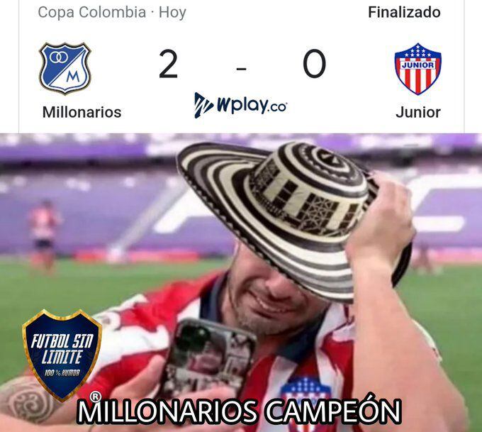 Los mejores memes que dejó la victoria de Millonarios ante Junior en la final de la Copa BetPlay. Imagen: Fútbol Sin Límite.