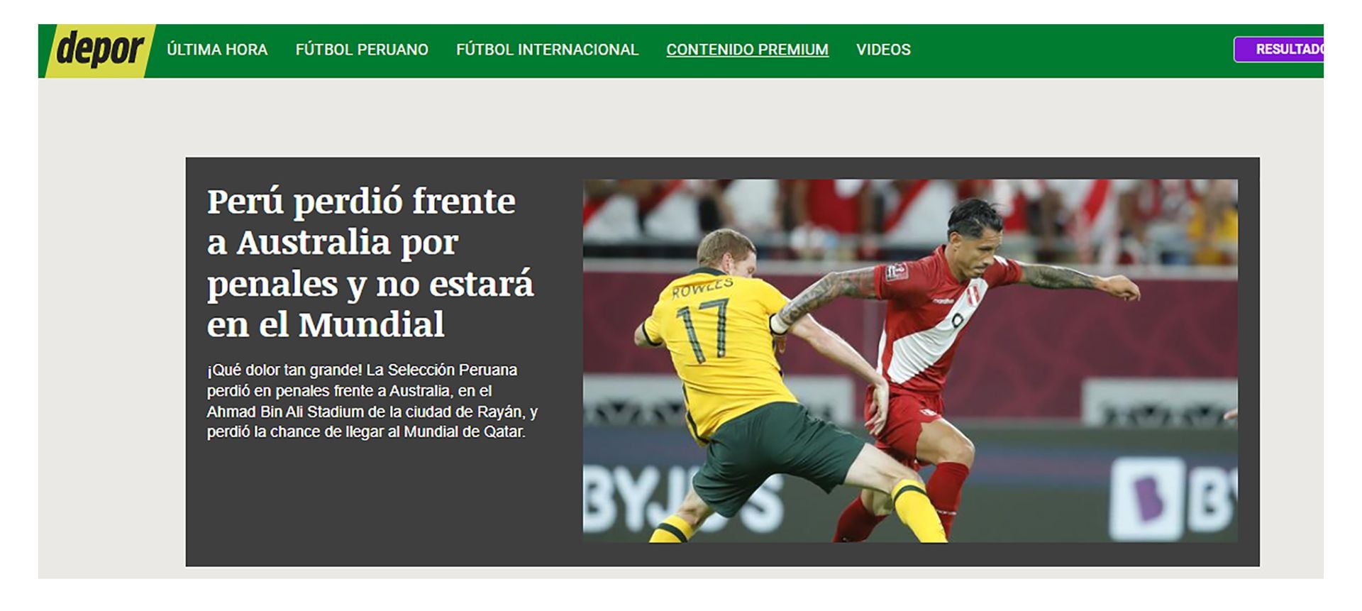 repercusiones de medios peruanos sobre la eliminación ante Australia