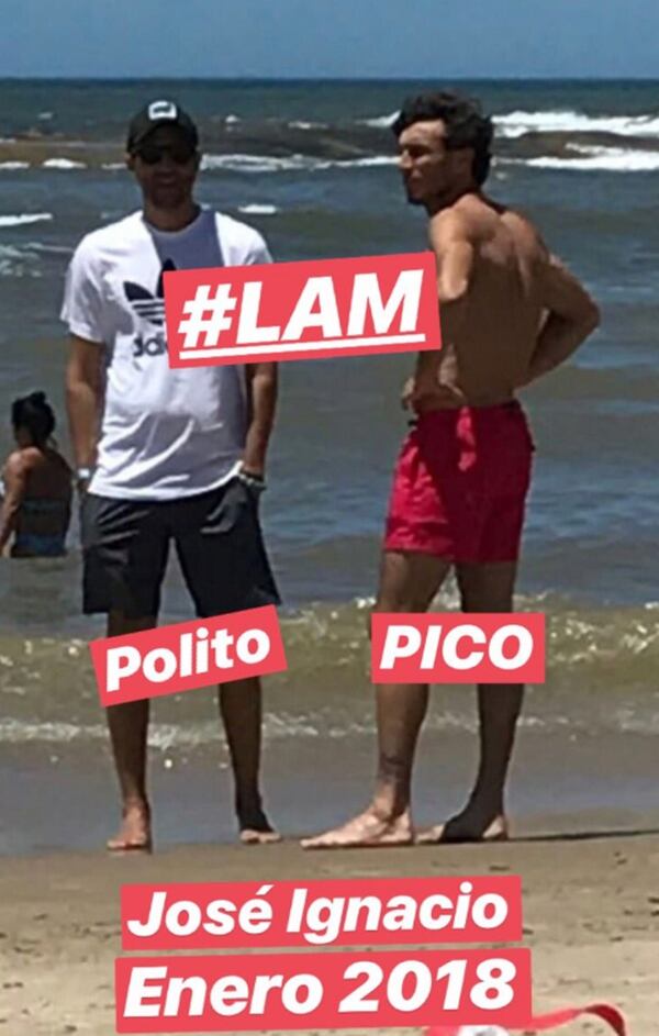 Polito Pieres y Pico Mónaco en Uruguay el verano pasado (Twitter Ángel de Brito)