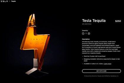 El nuevo "producto" de Tesla, tres cuartos de libra de tequila por $ 250