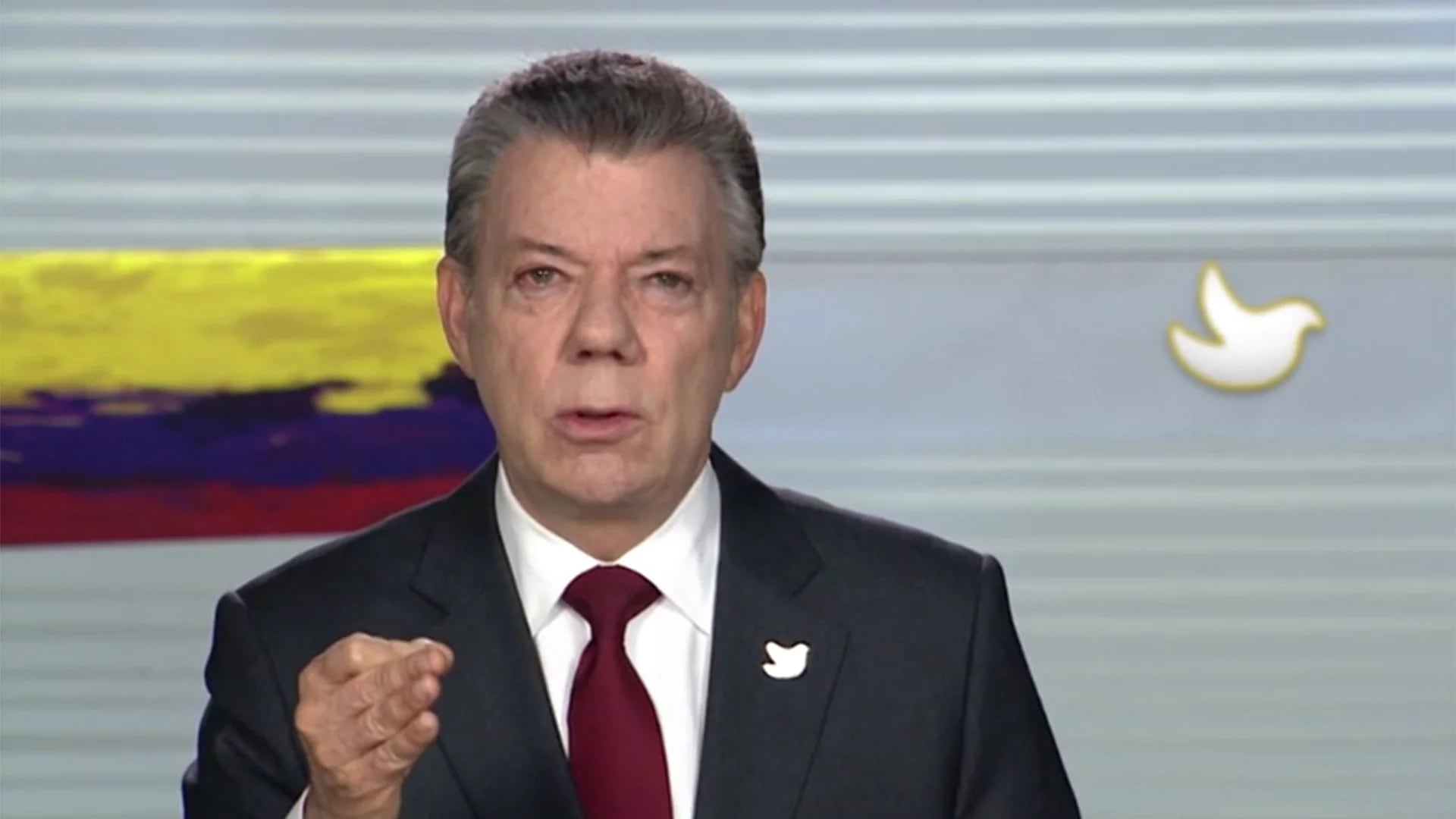 El presidente colombiano Juan Manuel Santos durante el discurso televisado del 22 de noviembre