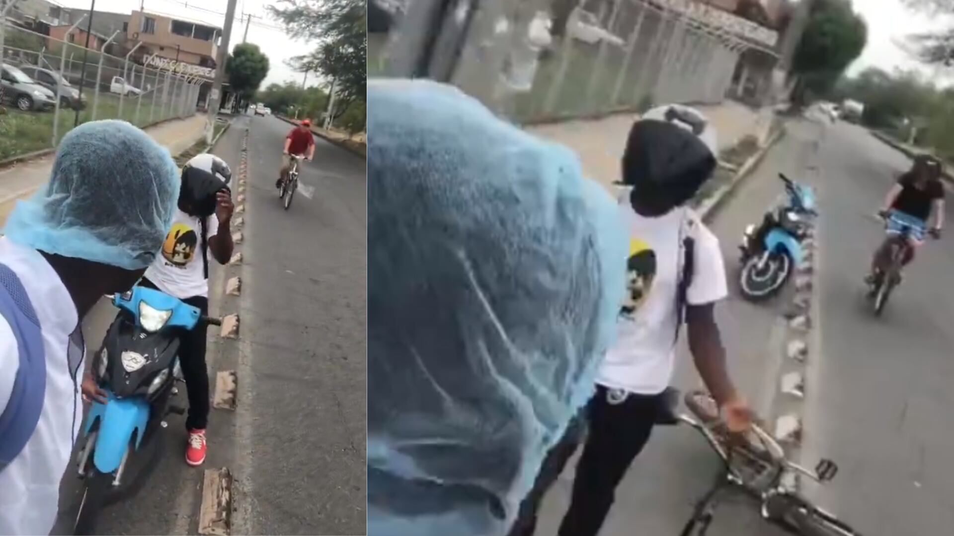 Acto de violencia en Cali: mosotciclista agredió a ciclista por reclamarle sobre invasión de carril - crédito redes sociales/X