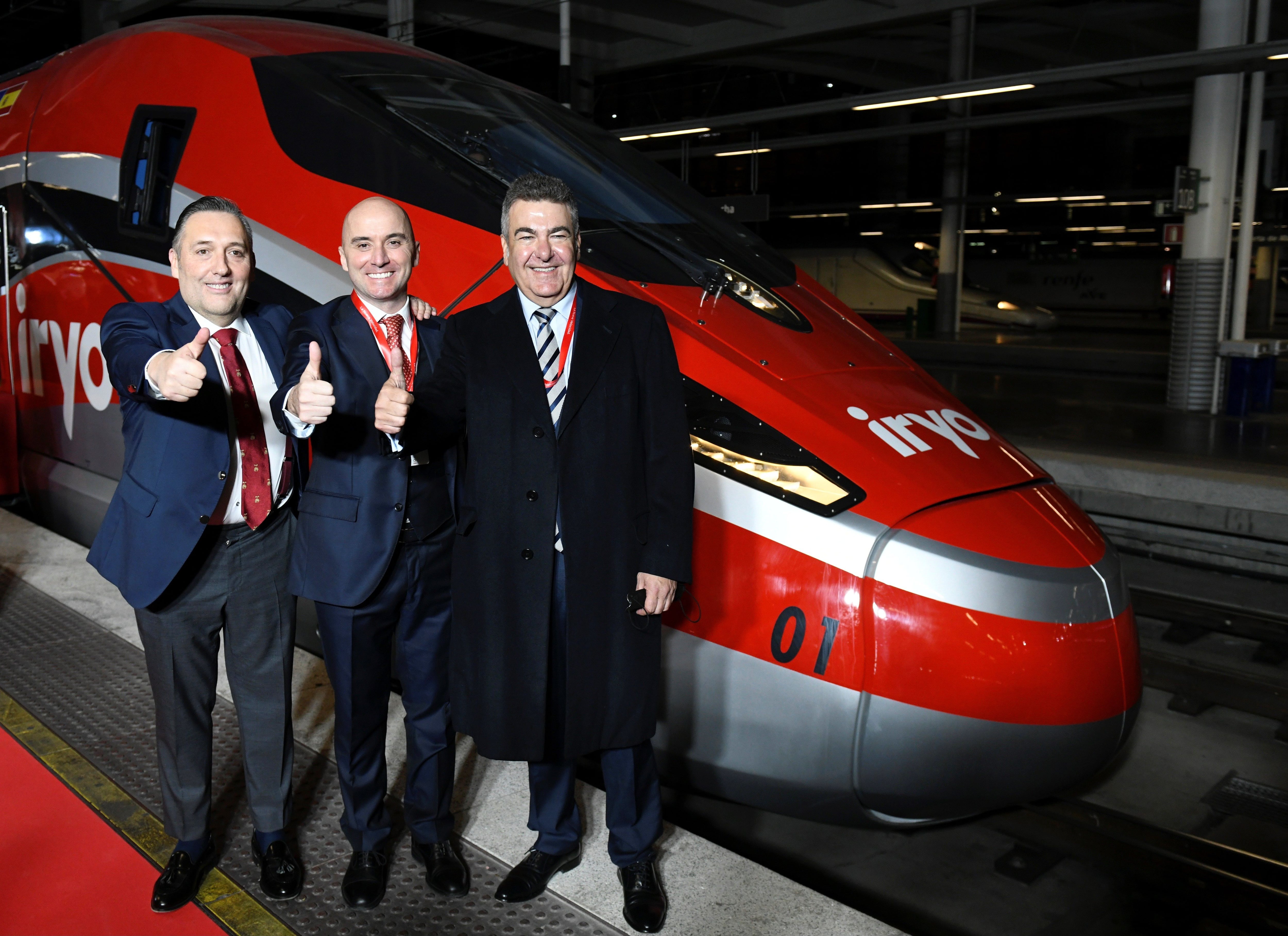 Imagen de la presentación del tren de alta velocidad Iryo en la Estación de Atocha en Madrid, a noviembre de 2022.  - EFE / Victor Lerena.
