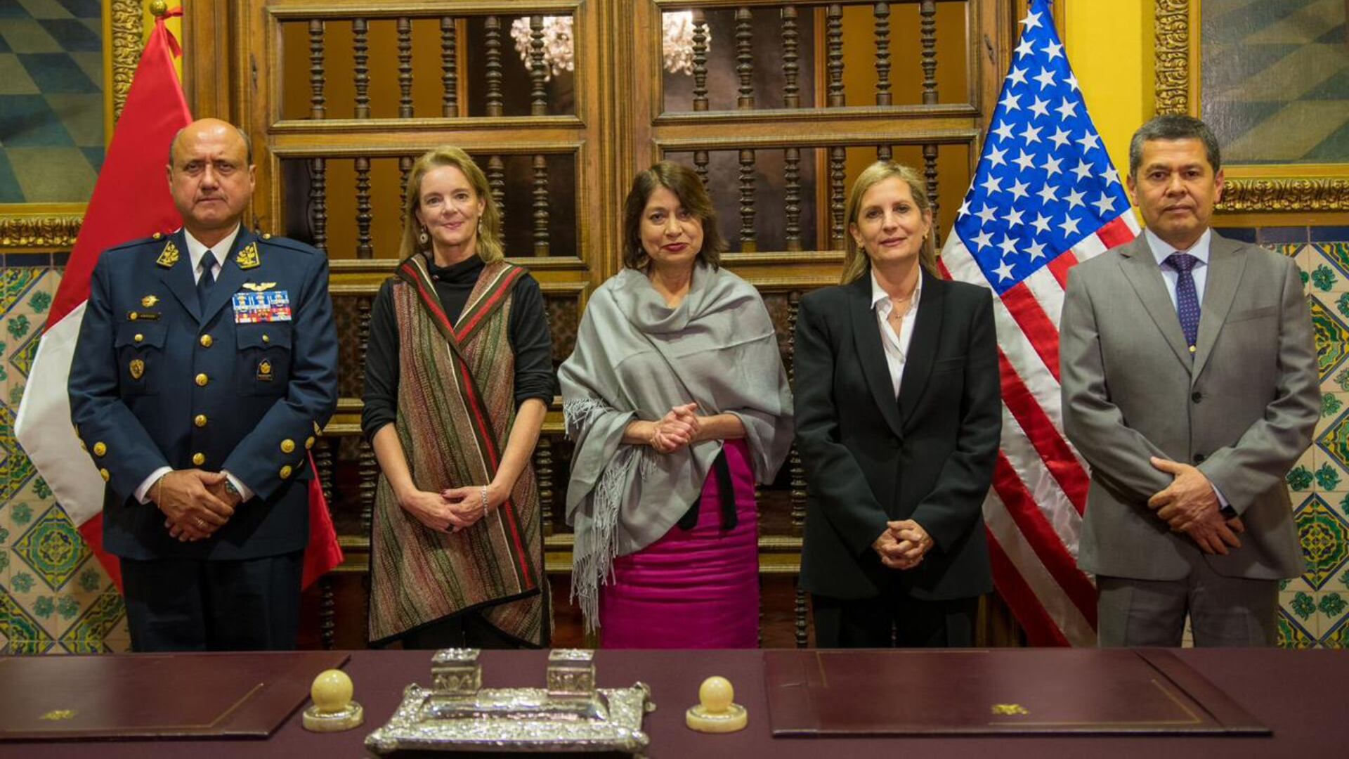 Autoridades peruanas y norteamericanas participaron de la ceremonia desarrollada en el Palacio de Torre Tagle| Andina