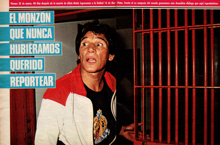 Foto de apertura de la entrevista a MonzÃ³n en la revista El GrÃ¡fico. En ese entonce, el ex boxeador tenÃ­a 46 aÃ±os.