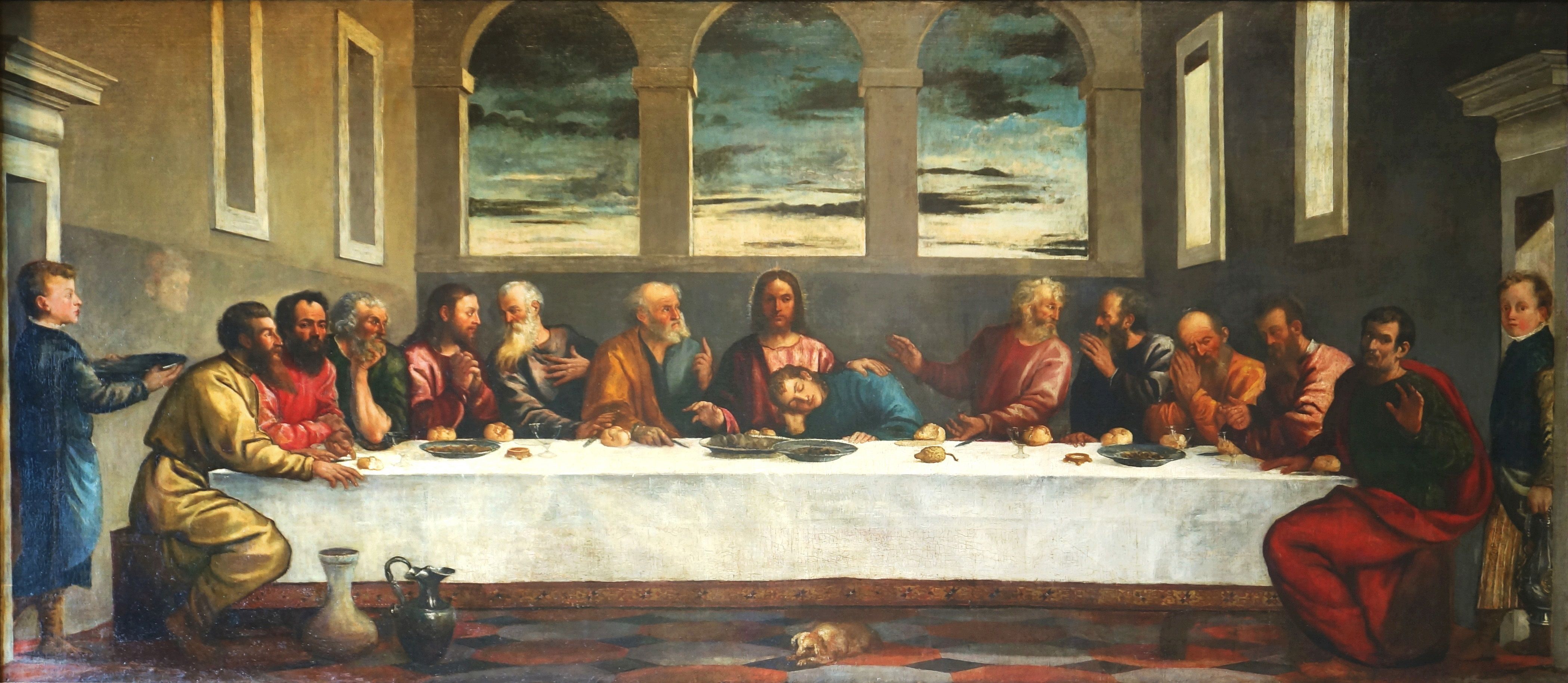 3 встретился на вечере. Тициан картина Тайная вечеря. Тайная вечеря картина Леонардо. Леонардо да Винчи «Тайная вечеря» 1495–1498..
