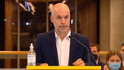 Horacio Rodríguez Larreta en la conferencia de prensa de ayer