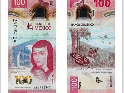 Reverso y anverso de billete de 100 pesos (Foto: Banco de México)