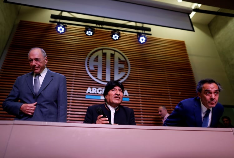 Evo Morales durante la conferencia de prensa en Argentina. Foto: REUTERS/Agustin Marcarian