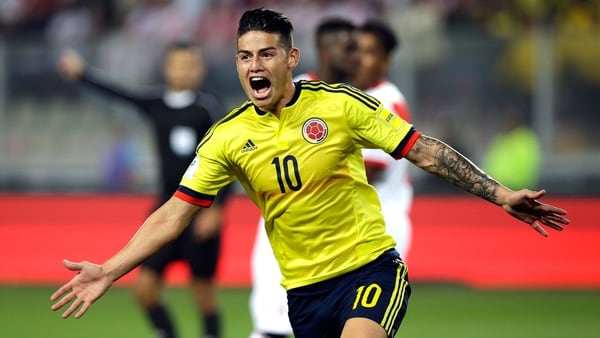 Así celebró su gol James Rodríguez ante Perú (AP)
